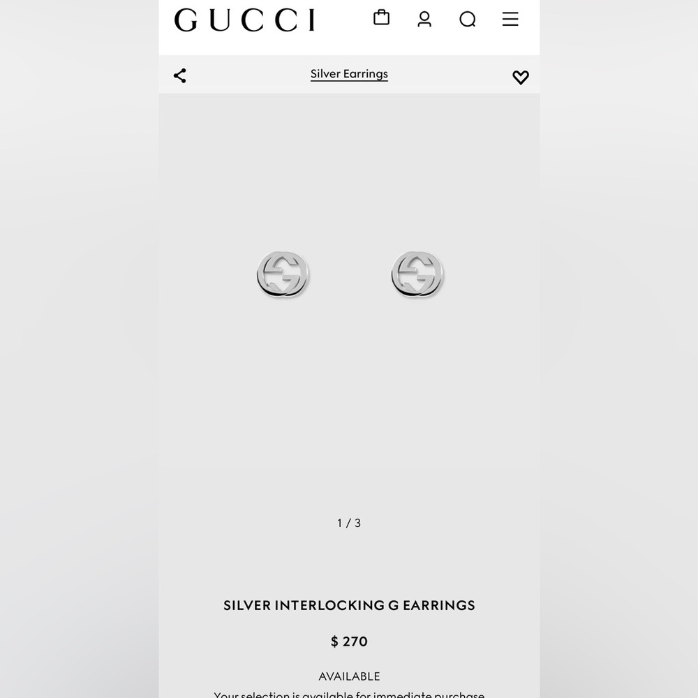 COPY - GUCCI SILVER INTERLOCKING EARRINGS
